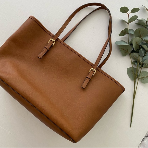 MICHAEL KORS Women’s O/S Camel Brown Medium Leather Tote Purse - Picture 6 of 12